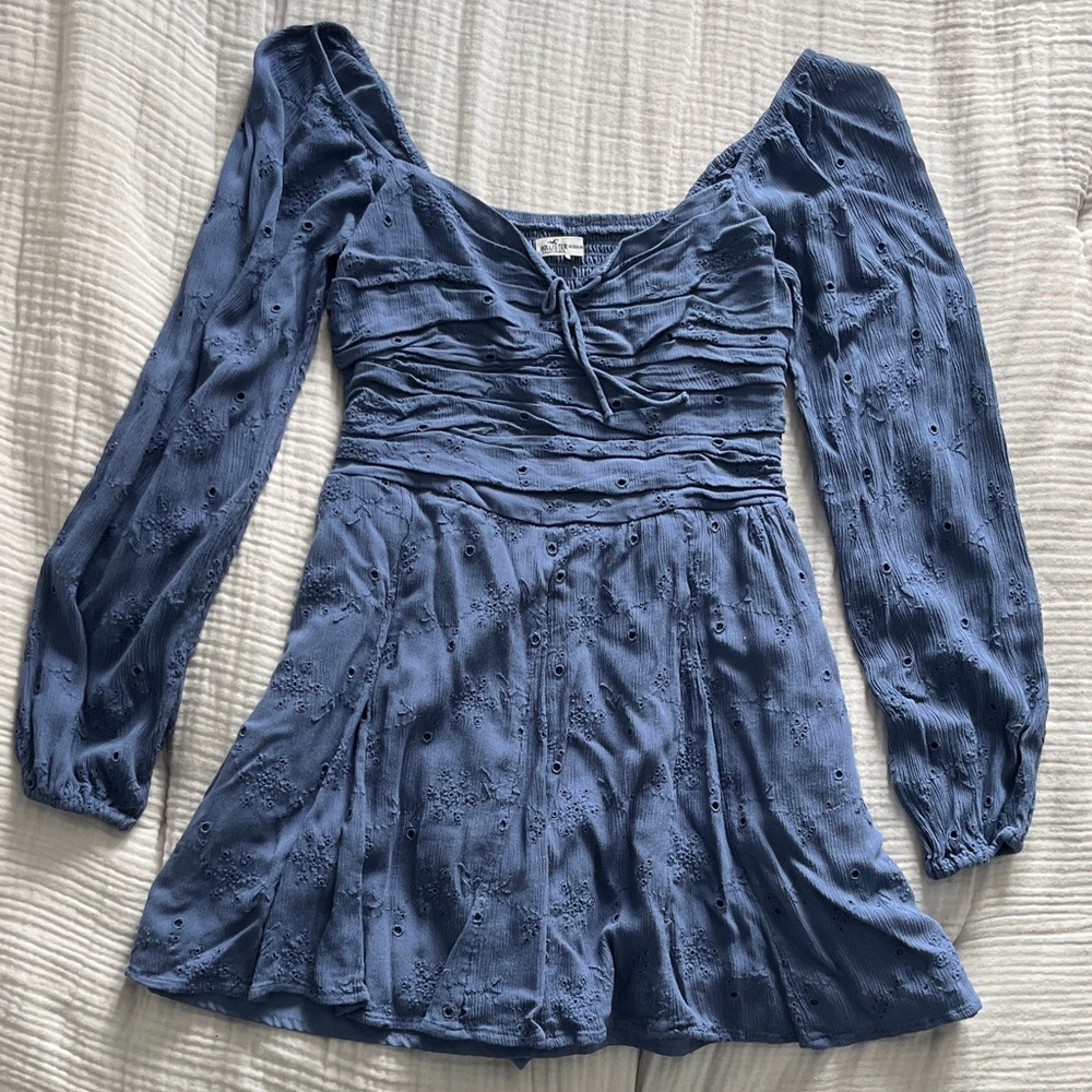 Hollister Medium blue off-shoulder dress with built-in shorts